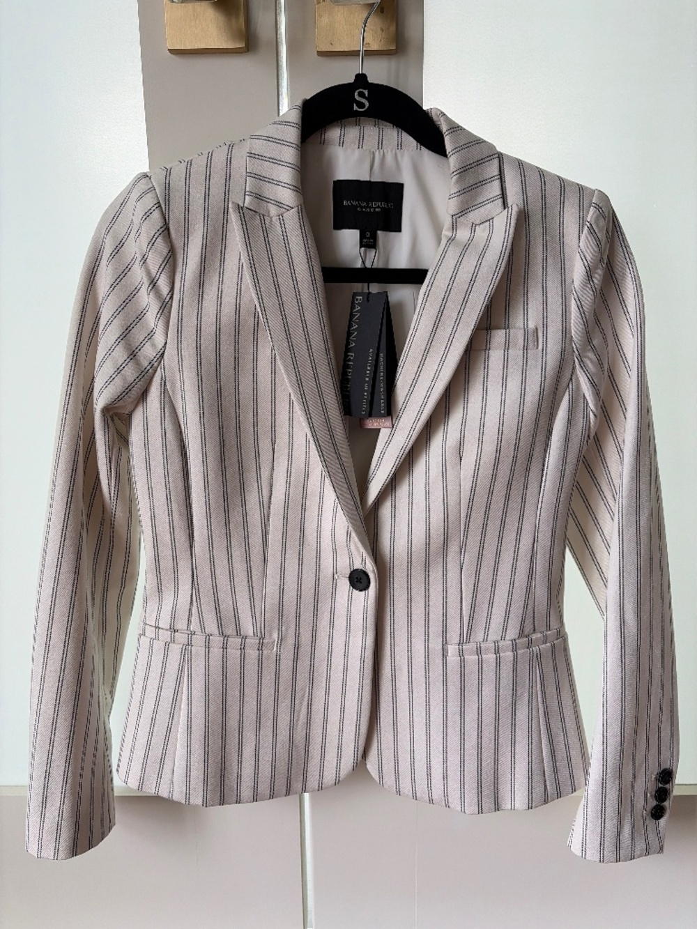 Ivory and black pinstripe blazer